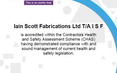 ISF reaccredited with CHAS & Safe Contractor Certificate