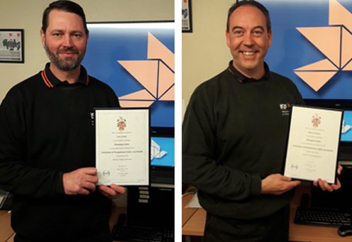 Gary and Steve pass Institute of Occupational Safety and Health (IOSH) Managing Safely Course